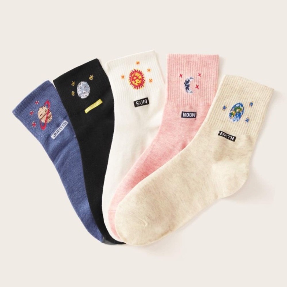 Planet graphic crew socks